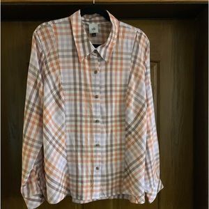 CAbi LEGACY CONTOURED SHIRT #4423 SZ LARGE IN PLAID